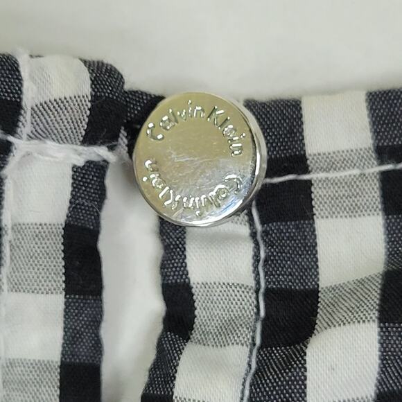 CALVIN KLEIN Women’s Black/White Gingham Bell Sleeve Blouse Keyhole Back Size M - Picture 8 of 8
